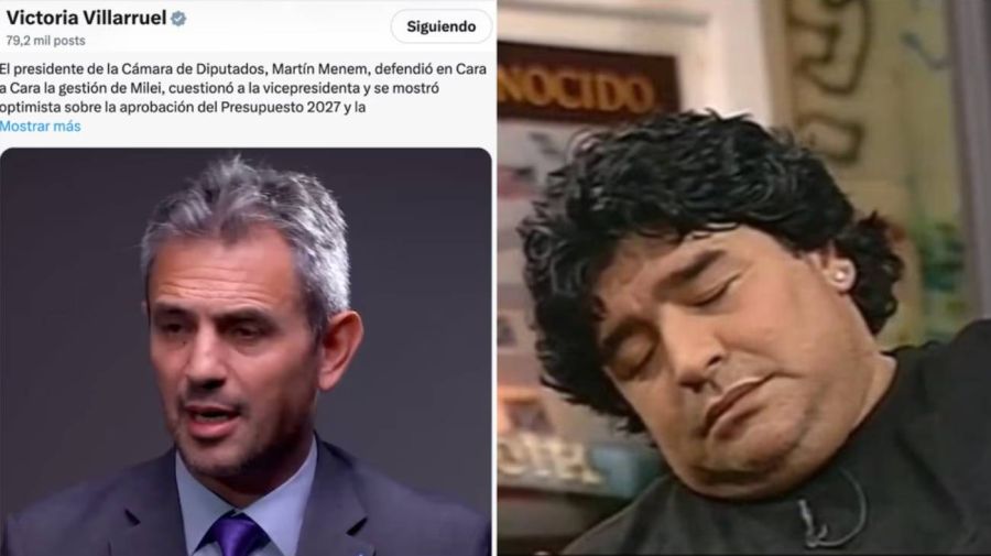 El meme de Diego Maradona que usó Villarruel para responderle a Martín Menem
