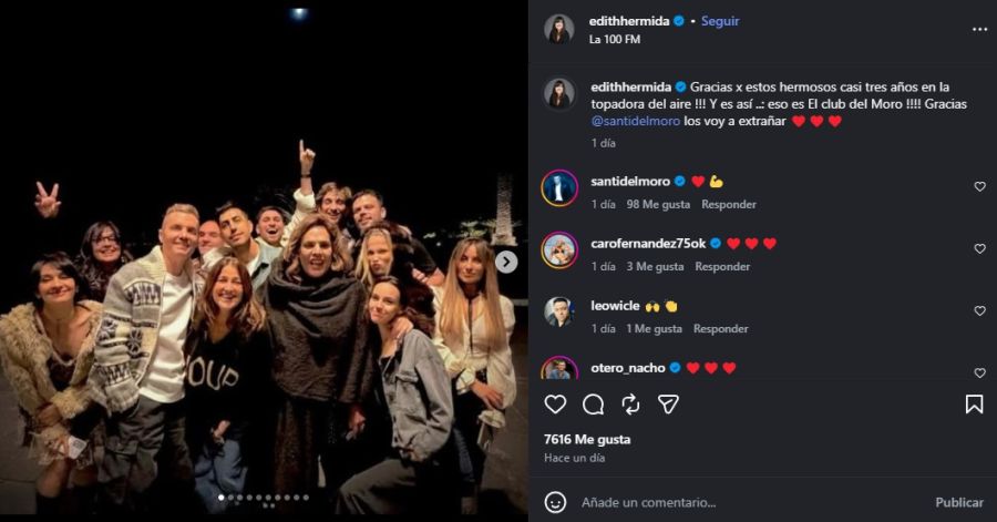 Edith Hermida se despidió de El Club del Moro 