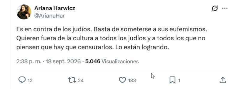 La autora argentina Ariana Harwicz fue cancelada de un festival de Granada tras la presión de grupos propalestinos