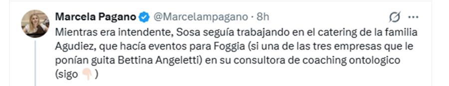 Los posteos de Marcela Pagano sobre el tema de los despidos en Olivos.