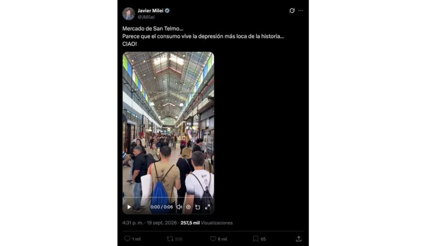 Milei sigue con mercados o shoppings como muestra de consumo (y las respuestas lapidarias ganan en primera vuelta)