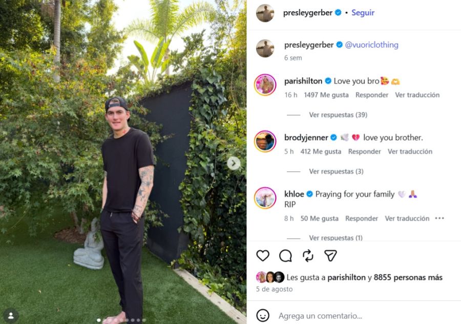Ultimo posteo de Presley Gerber antes de su muerte