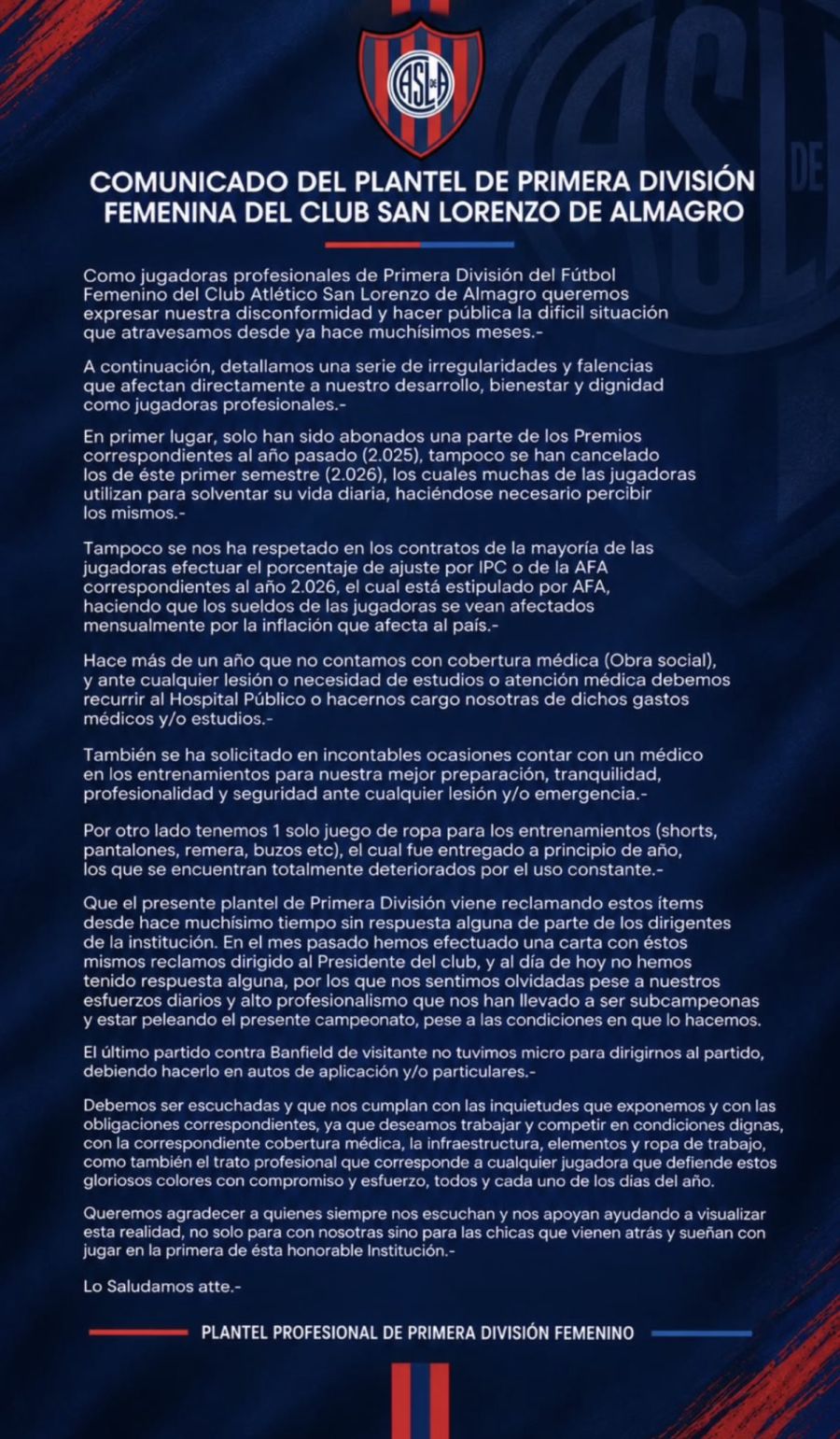 San Lorenzo femenino