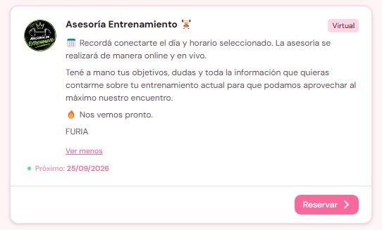 Los cursos de Furia, ex Gran Hermano, en su cuenta de Instagram
