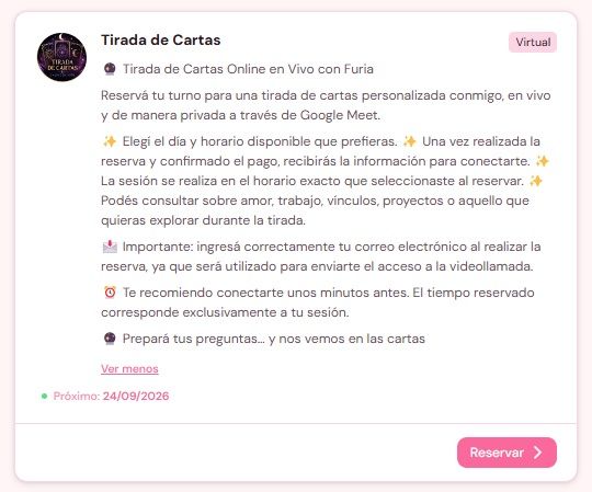 Los cursos de Furia, ex Gran Hermano, en su cuenta de Instagram