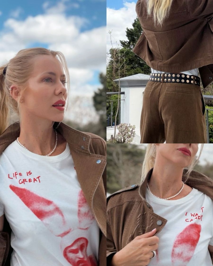 Nicole Neumann apostó por un look denim oversize con detalles bohemios