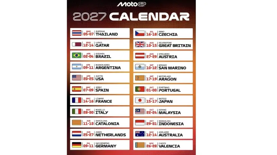 Calendario 2027 MotoGP
