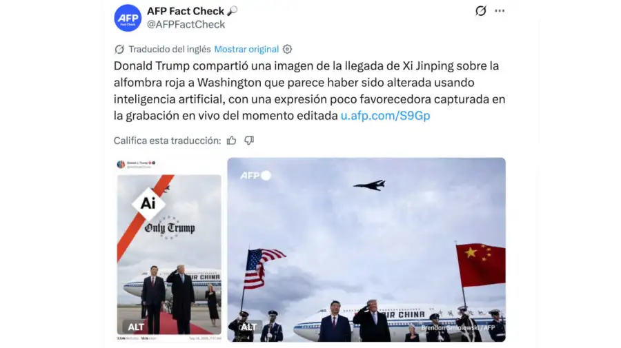 Donald Trump compartió una imagen de la llegada de Xi Jinping con IA 25092026