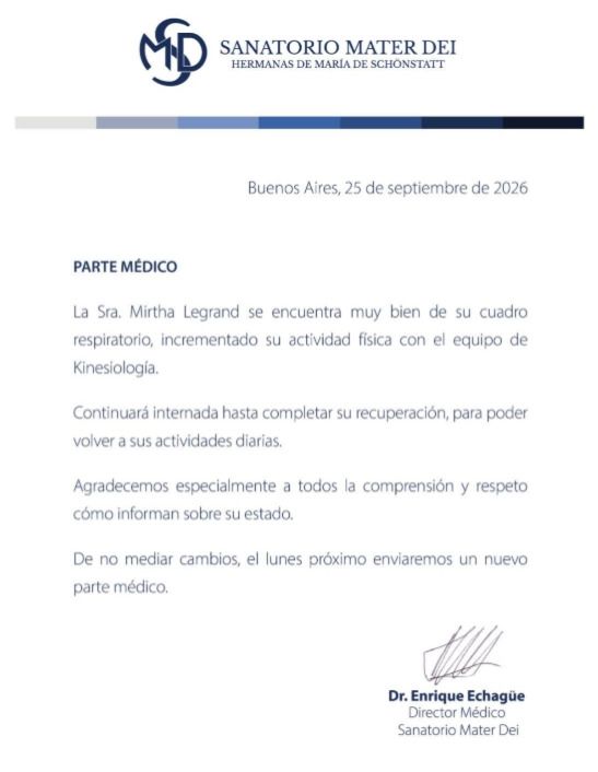 Parte médico de Mirtha Legrand