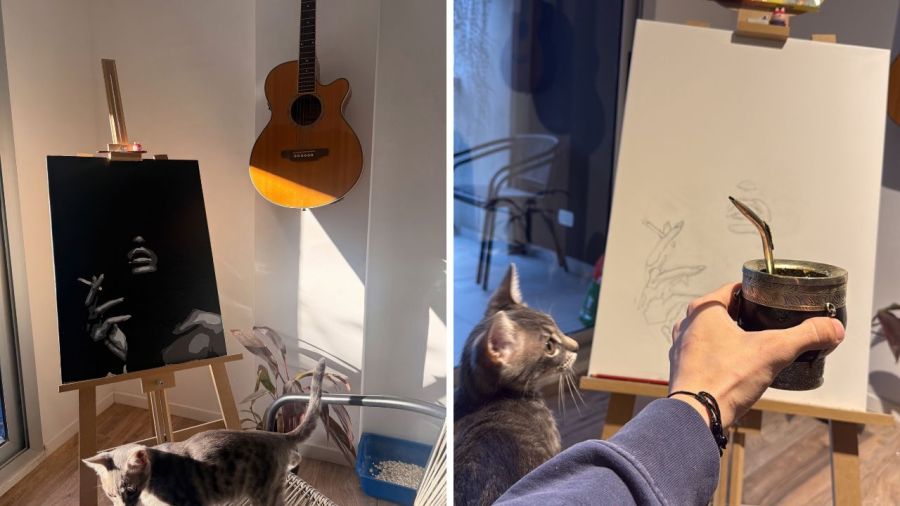 Bautista Ortega, el nieto de Palito Ortega, abrió las puertas de su casa y mostró su rincón favorito: arte y música