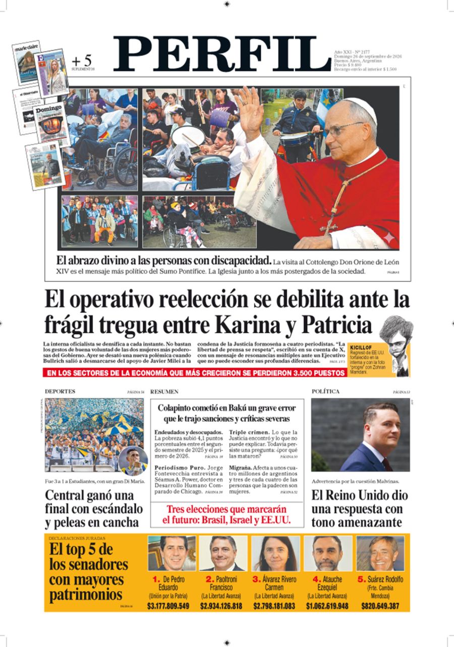 La tapa del Diario PERFIL del domingo 27 de septiembre de 2026
