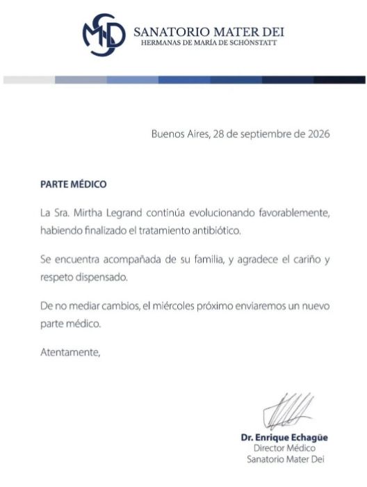 Parte médico de Mirtha Legrand