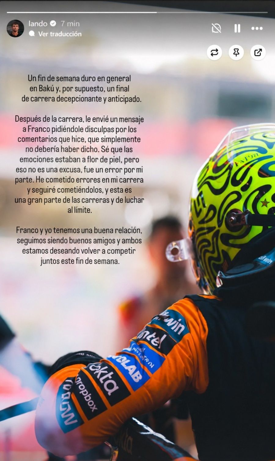 Publicación de Lando Norris