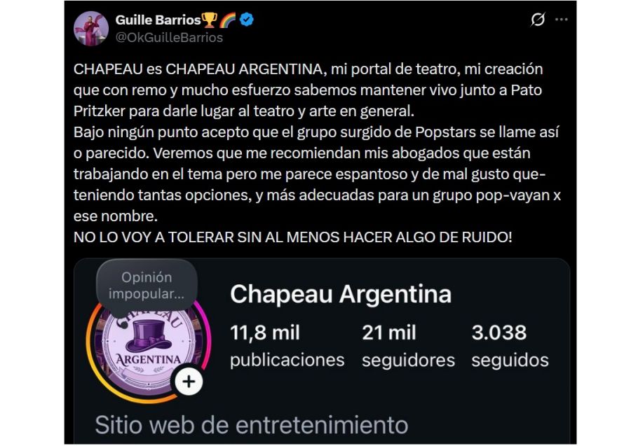Guille Barrios contra Popstars