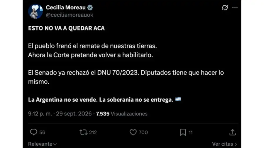 Reacciones al fallo de la Corte sobre la Ley de Tierras.