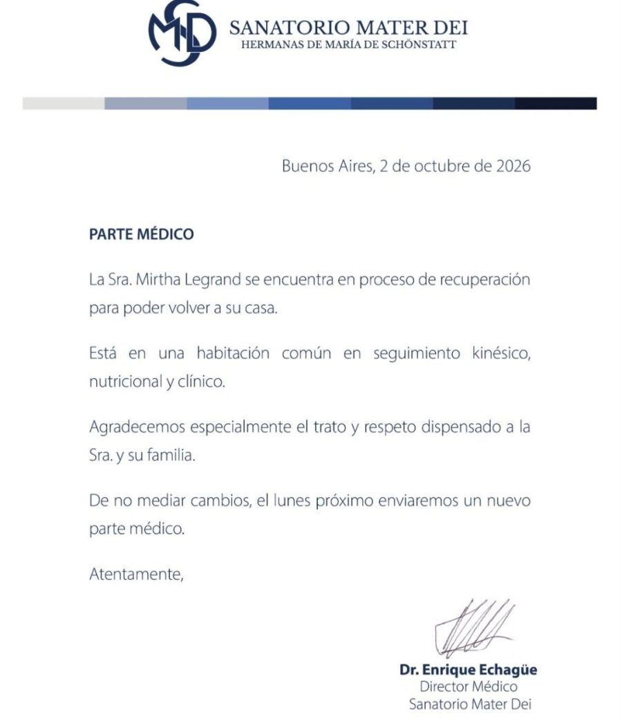 El nuevo parte médico de Mirtha Legrand