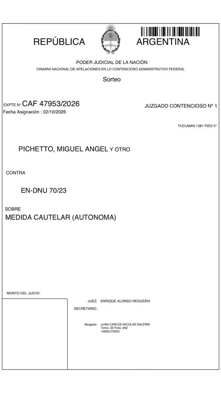 Pichetto y Massot, Ley de Tierras