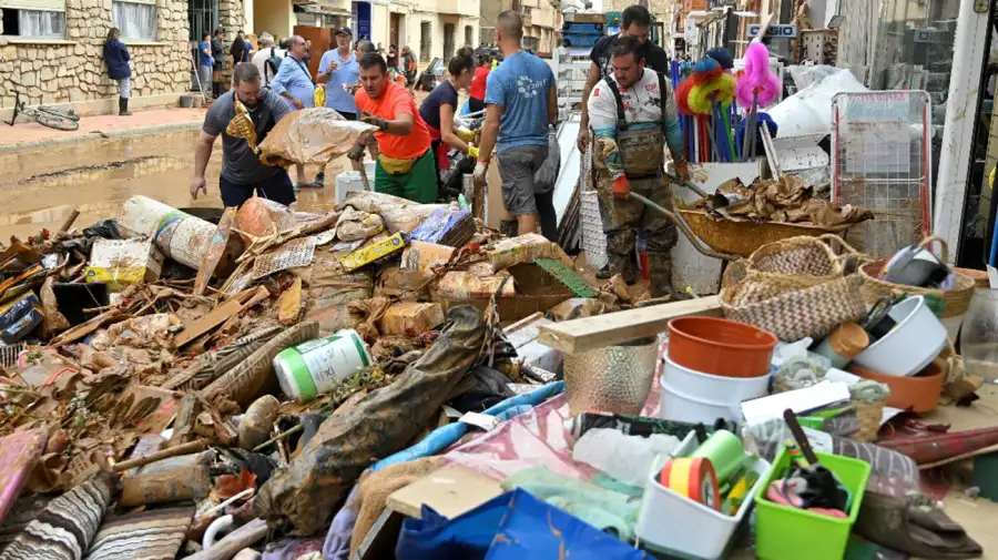 El día después de las terribles inundaciones en Madrigueras, cerca de Albacete en España.