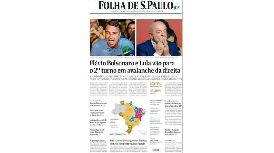 Bolsonaro Lula Tapa Folha de S.Paulo
