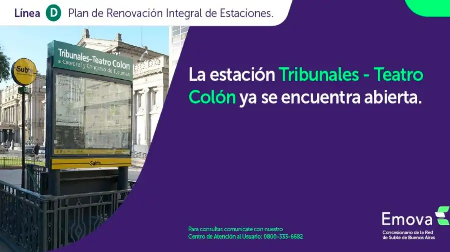 Reabrió una estación clave del subte D