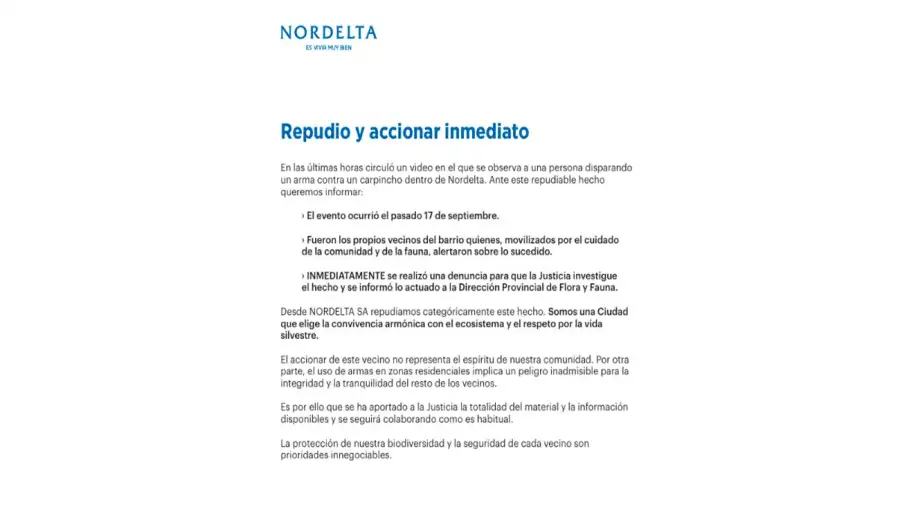 Comunicado Nordelta