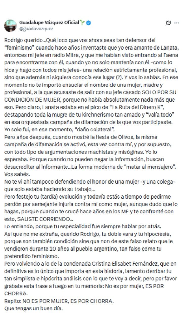 El feroz cruce de Guadalupe Vázquez y Rodrigo Lussich