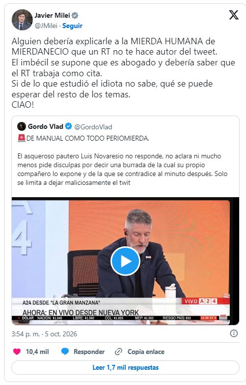 Javier Milei contra Luis Novaresio