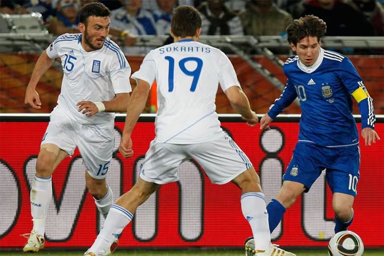 Lionel Messi en Argentina vs Grecia