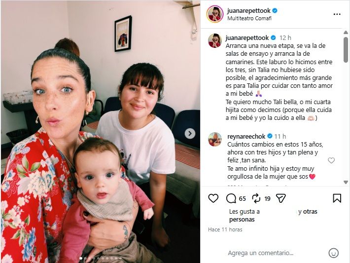 El posteo de Juana Repetto para la niñera de su hijo 