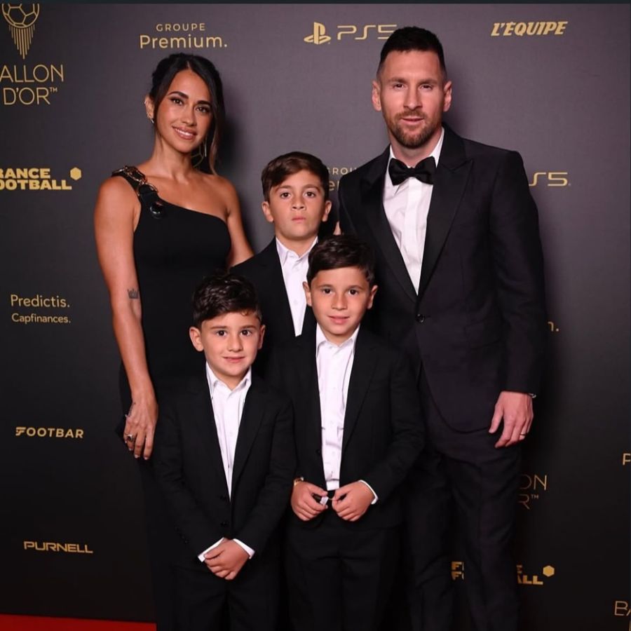 Lionel Messi y sus tres hijos, Thiago, Mateo y Ciro