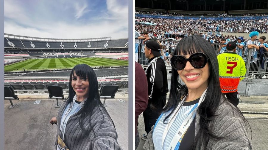 Marixa Balli junto a sus hijos en la despedida de Lionel Messi