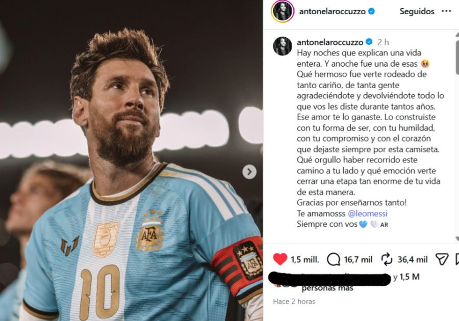 Mensaje de Antonela Roccuzzo a Lionel Messi