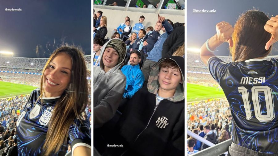 Pampita junto a sus hijos en la despedida de Lionel Messi