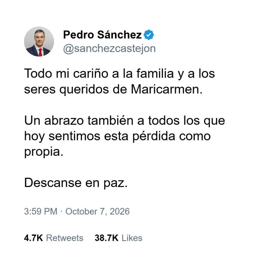 Pedro Sánchez sobre Maricarmen