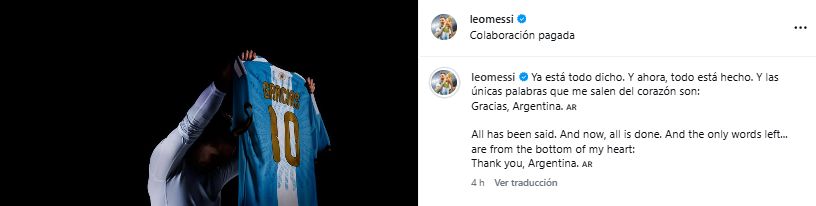 Posteo de Messi 