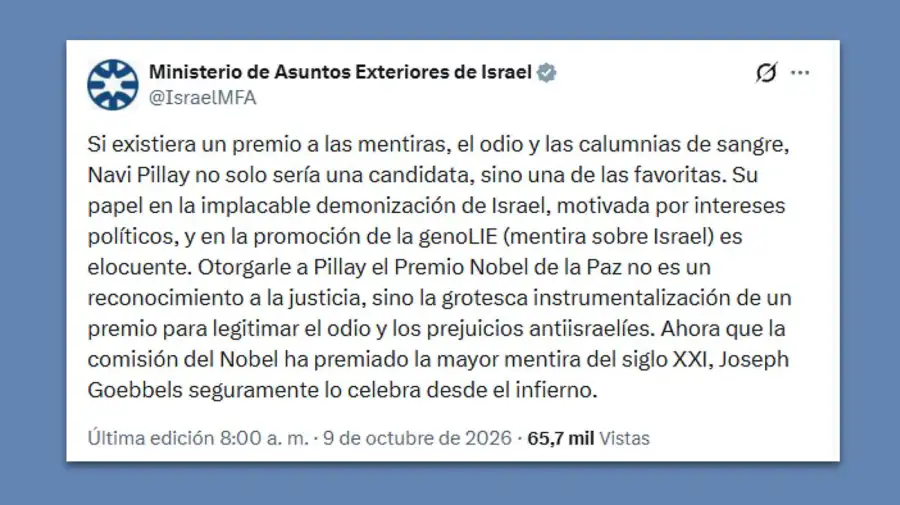 Posteo Ministerio de Asuntos Exteriores de Israel