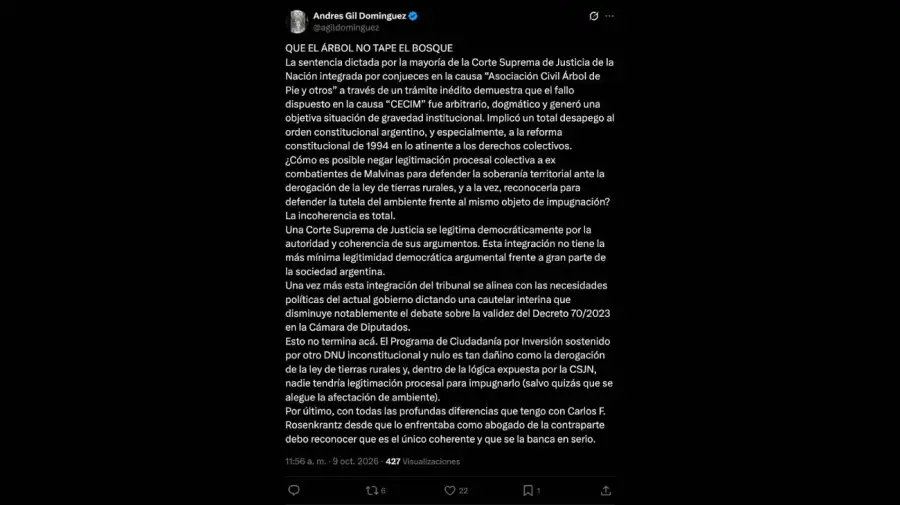 Repercusiones del fallo de la corte suprema