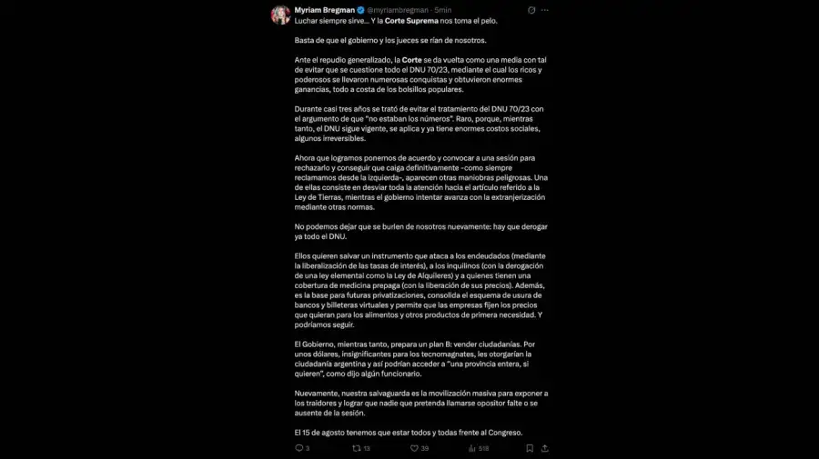 Repercusiones del fallo de la corte suprema