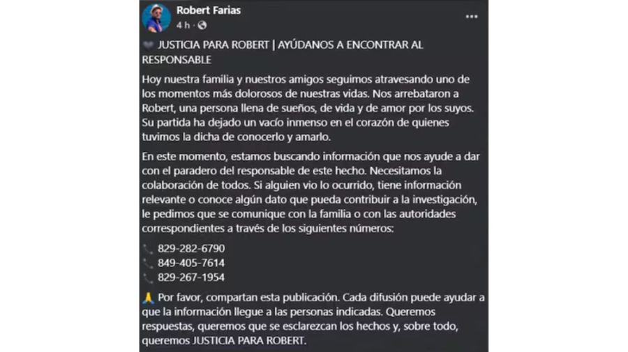 La familia de García solicitó ayuda a través de Facebook tanto a las autoridades como a internautas para identificar al conductor del camión