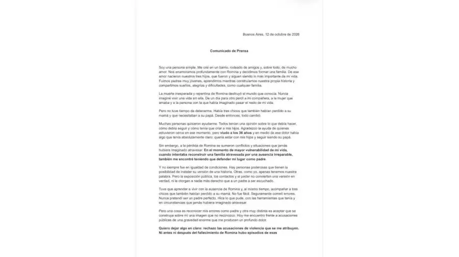 Comunicado de Dario Giordano 12102026
