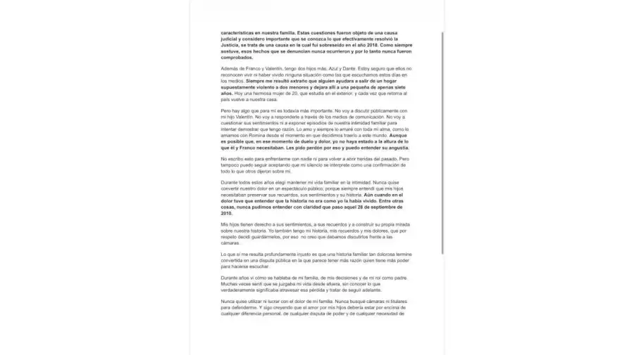 Comunicado de Dario Giordano 12102026