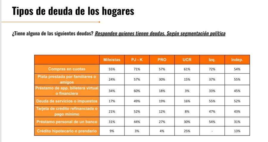 En qué rubros tienen deuda los hogares.