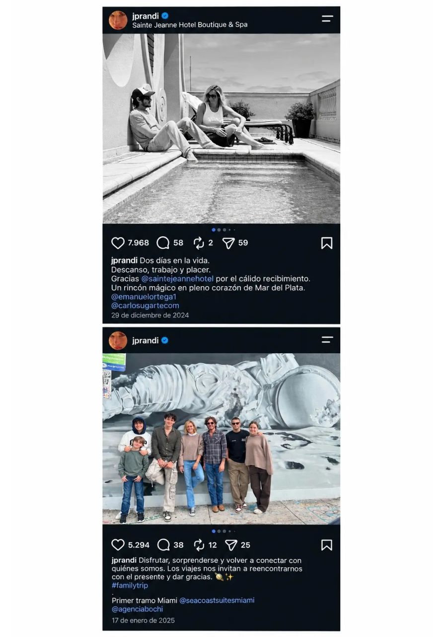 Las fotos que Julieta Prandi no borró de su Instagram