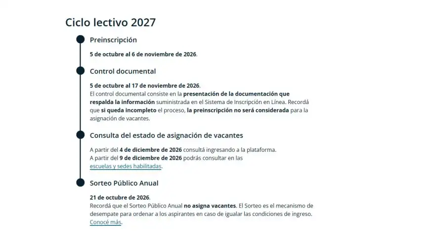 Inscripción escolar 2027