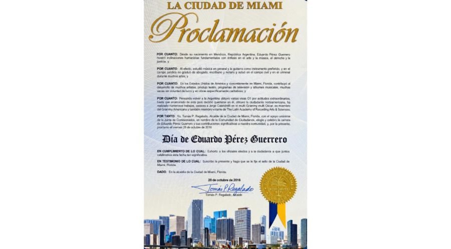 Dr. Eduardo Pérez Guerrero a diez años de un día que lleva su nombre en Miami