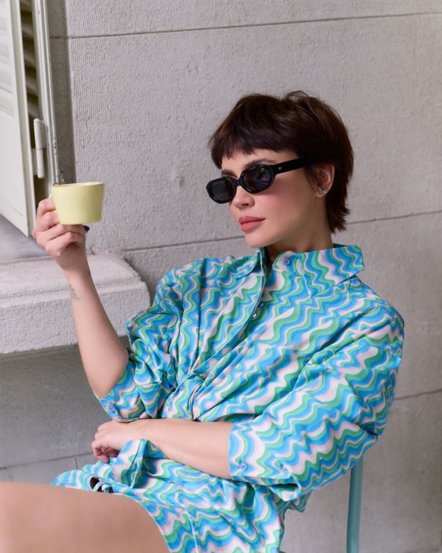 El look estampado en color turquesa de Celeste Cid