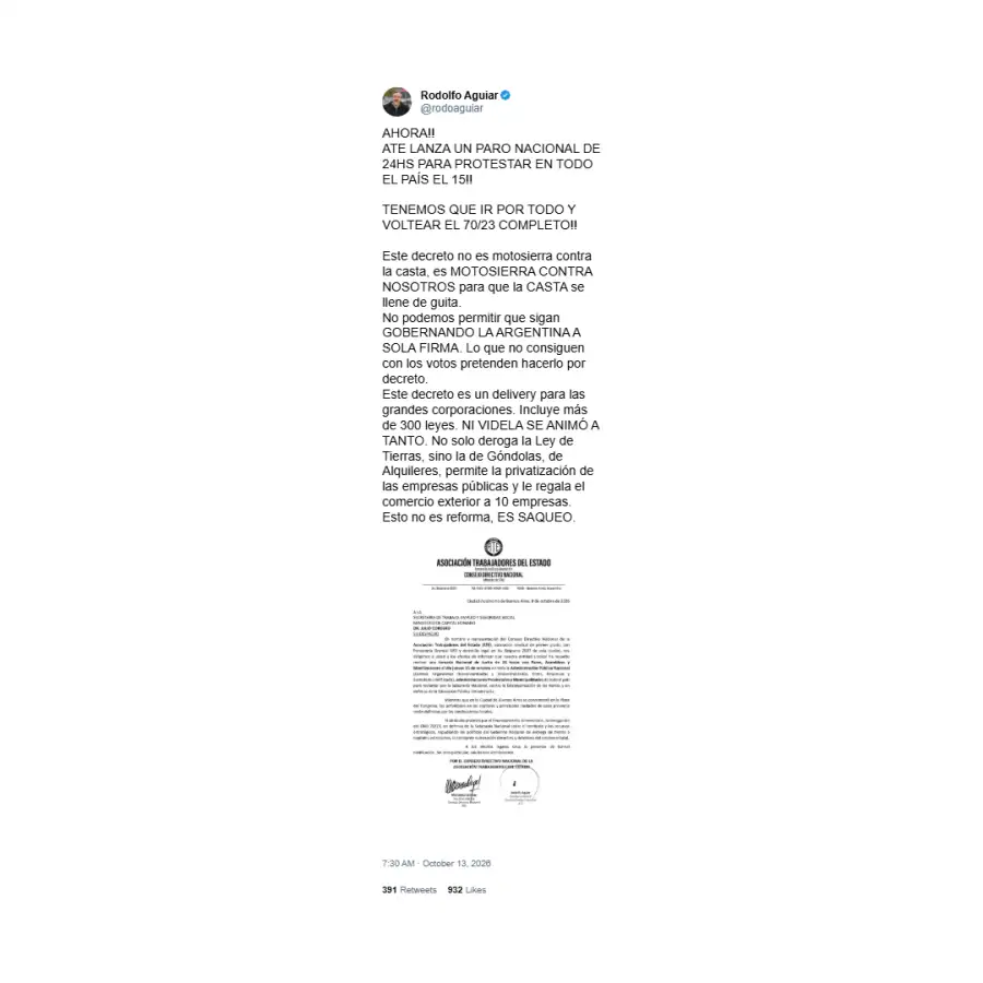 Posteo de Rodolfo Aguiar 2