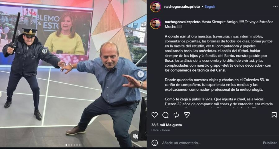 La despedida de Ignacio González Prieto a Fernando Confessore tras su muerte