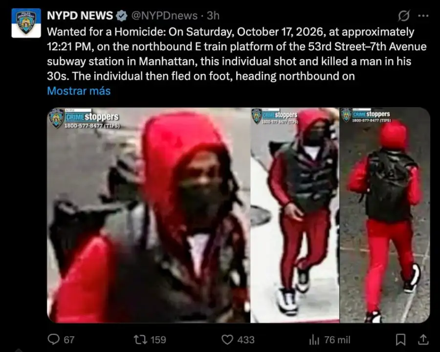 Asesinaron a un hombre a tiros en el subte de Nueva York tras una discusión en un andén de Manhattan