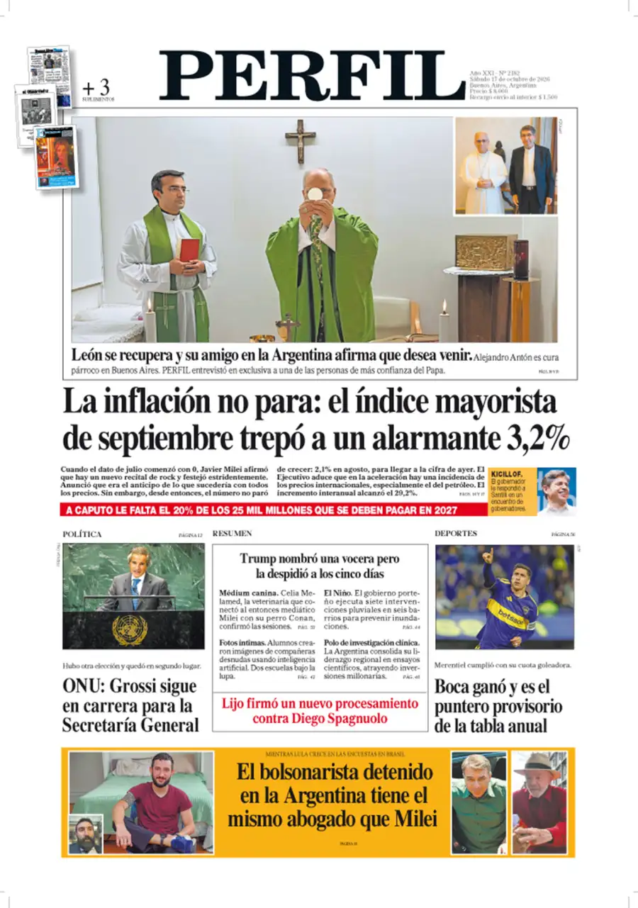La tapa del Diario PERFIL del sábado 17 de octubre de 2026